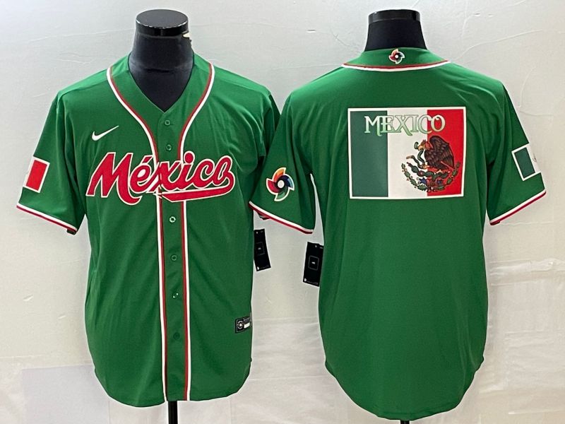 Men 2023 World Cub Mexico Blank Green Nike MLB Jersey6->more jerseys->MLB Jersey